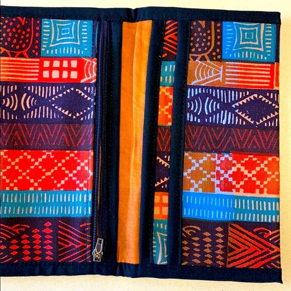 African Canvas Wallet | Tribal Clutch Bag Passport Holder Unisex Money Pouch - Picture 5 of 9